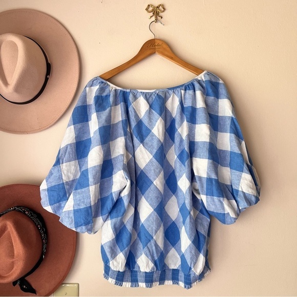 LANE BRYANT Crop Balloon-Sleeve Top & midi skirt set LINEN Lattice Check SIZE 22 - Picture 12 of 15